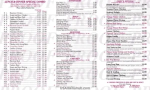 China Garden Menu with Prices