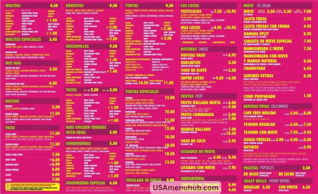 La Michoacana Menu Prices