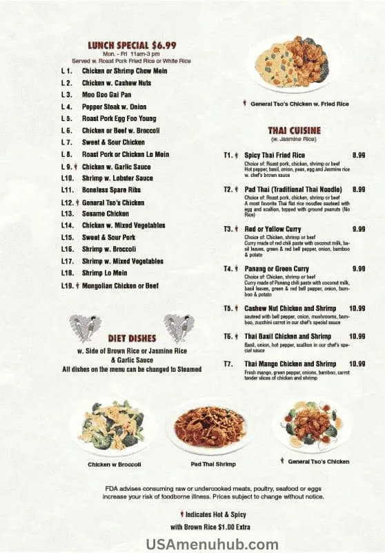 Red Bowl Menu with Prices