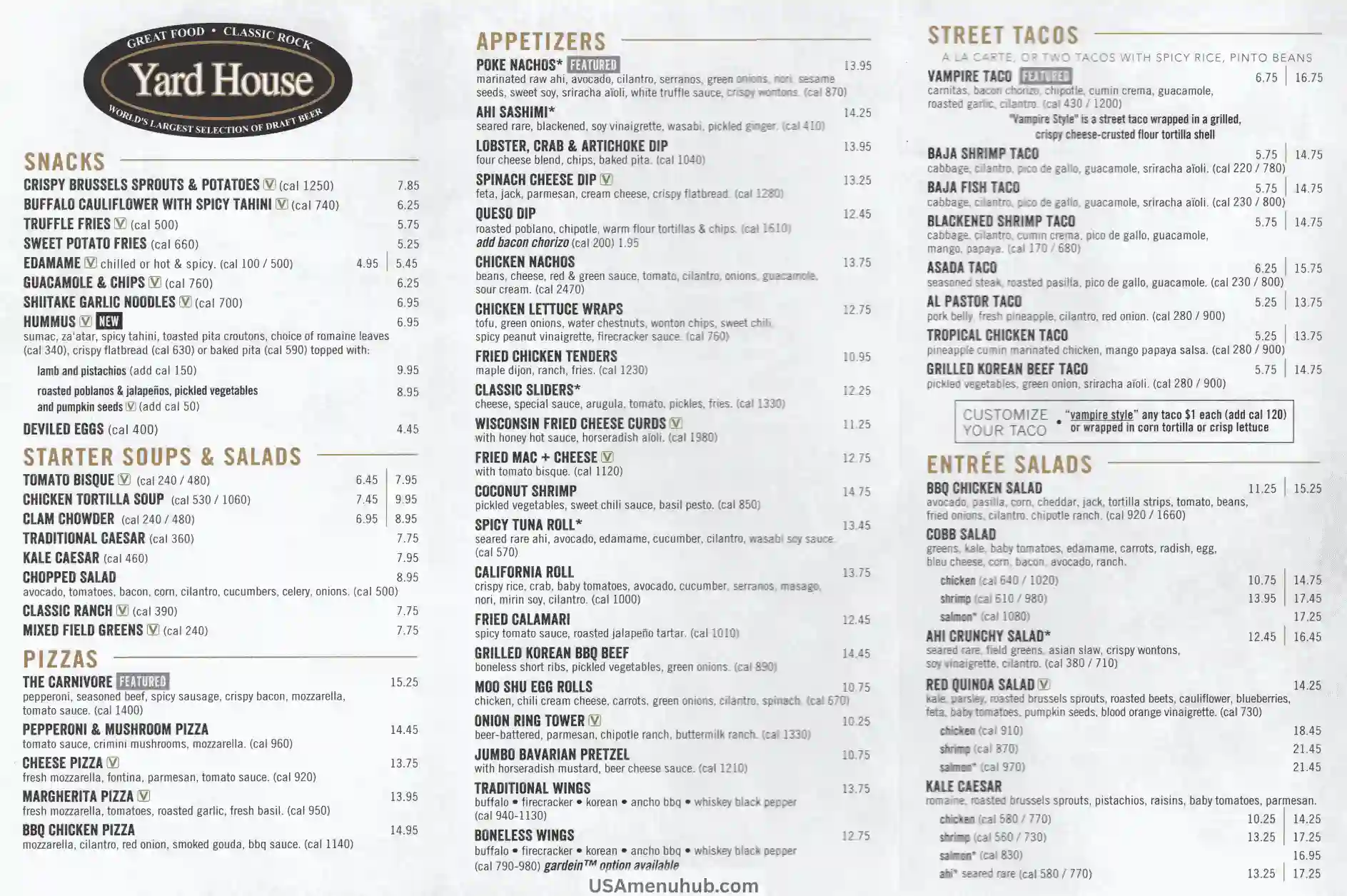 Yard House Menu 2025