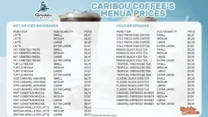 Caribou Coffee Menu