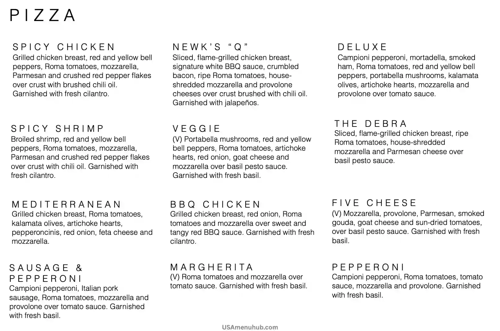 Newk’s Menu 2025