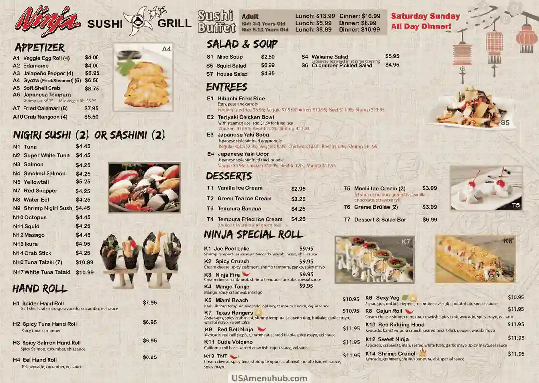 Ninja Sushi Menu 2025