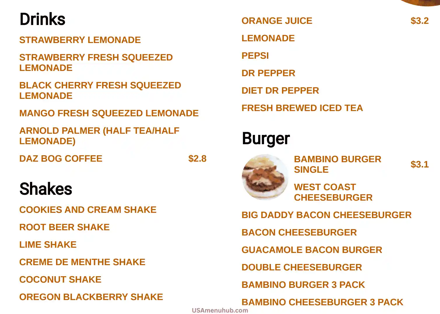 Good Times Menu