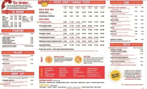 Pizza King Menu