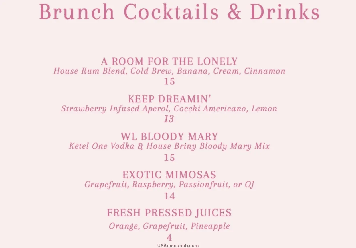 White Limozeen Menu