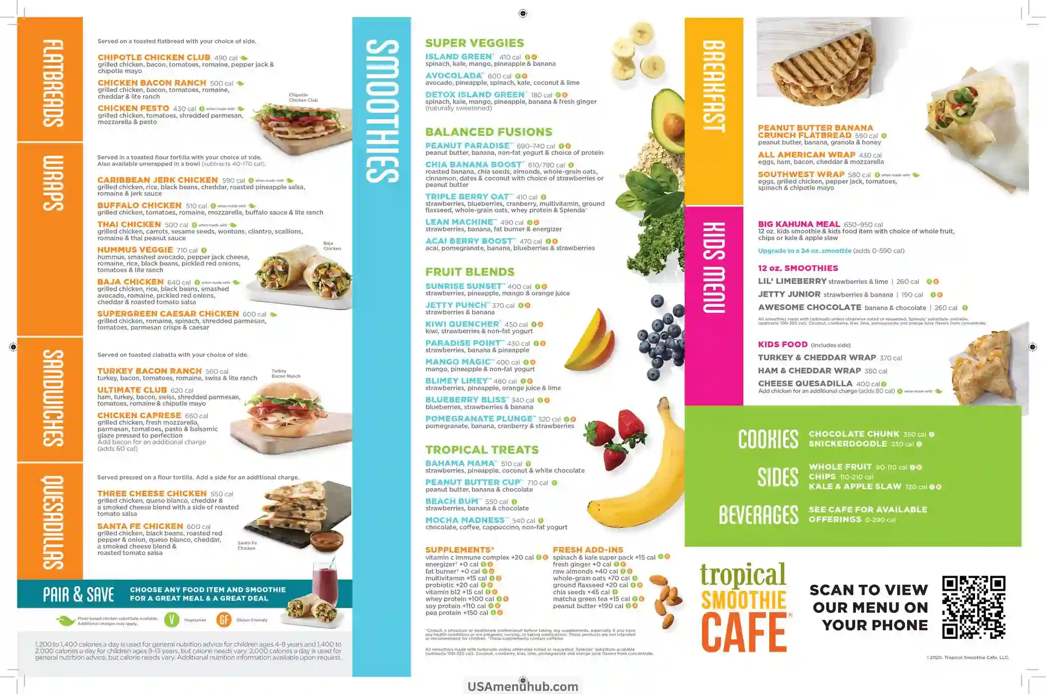 tropical smoothie menu