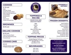 Insomnia Cookies Menu
