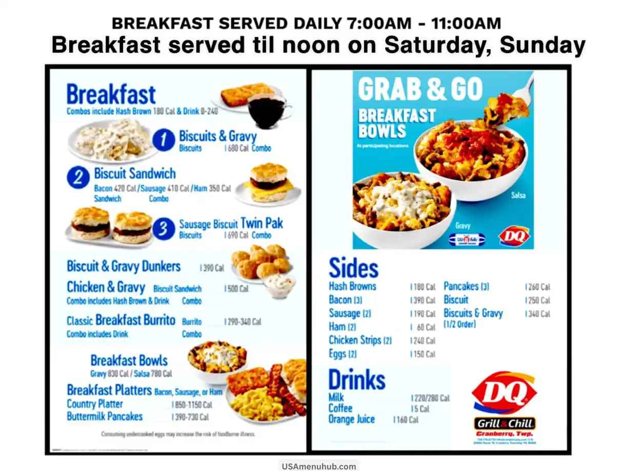 dairy queen breakfast menu