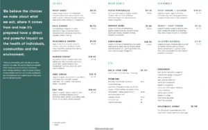 sweetgreen menu