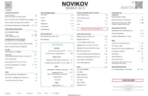 Novikov Beverly Hills menu