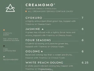 Omomo menu