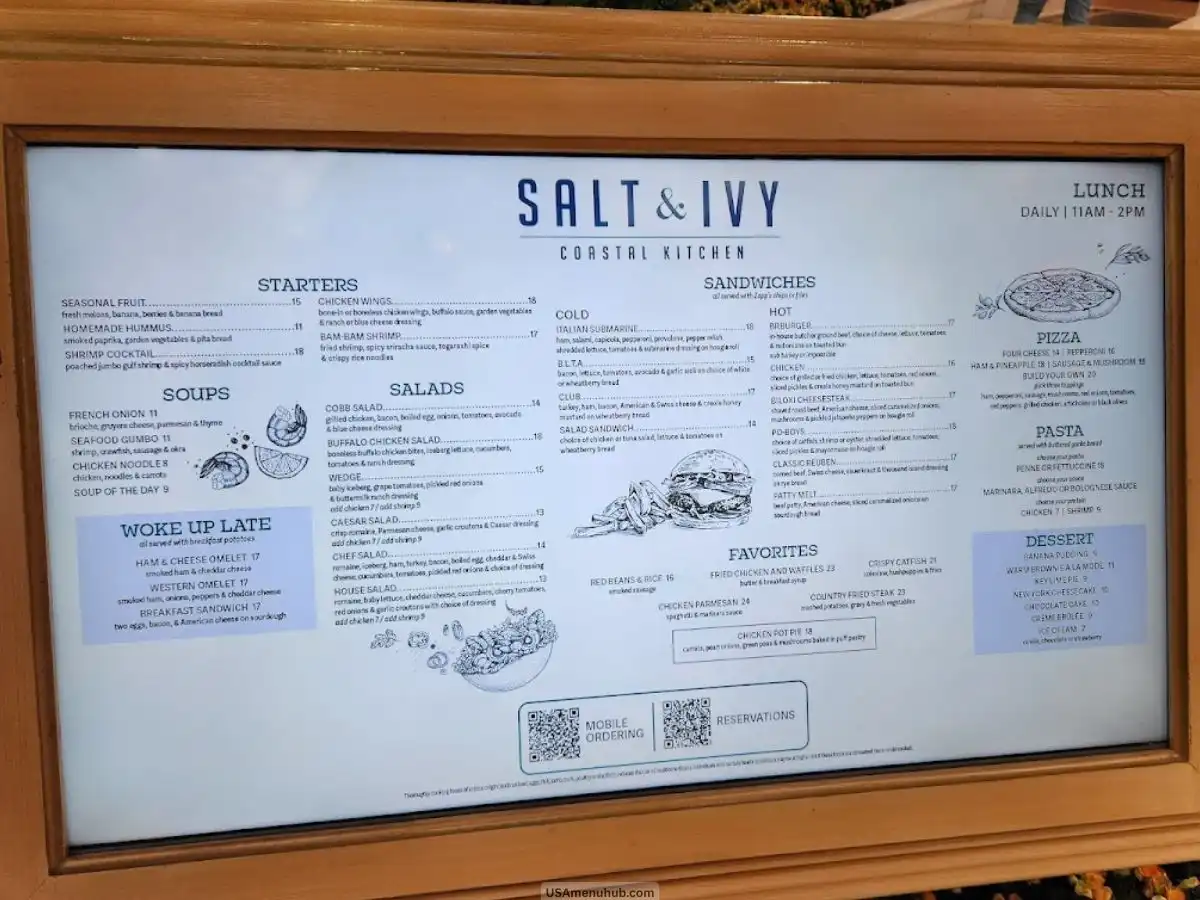 Salt and Ivy Menu