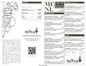 Selva Coffee House Menu