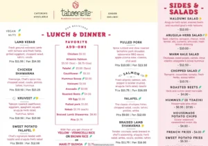 Taboonette Menu