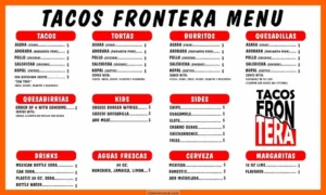 Tacos Frontera Menu